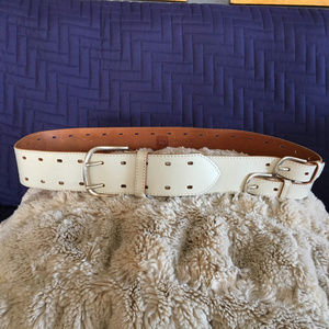 Linea Pelle: Wide Cream Leather Belt M/L